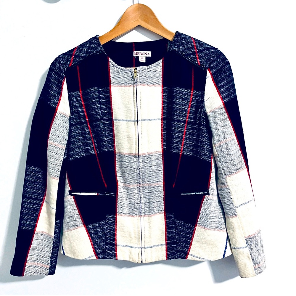 MeronaVintage Plaid Cropped Jacket